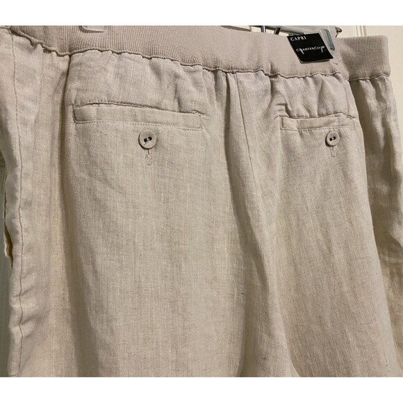 New Charter Club Classic Fit Linen Pull On Drawstring Capri Pants Women’s 12 - Picture 12 of 16